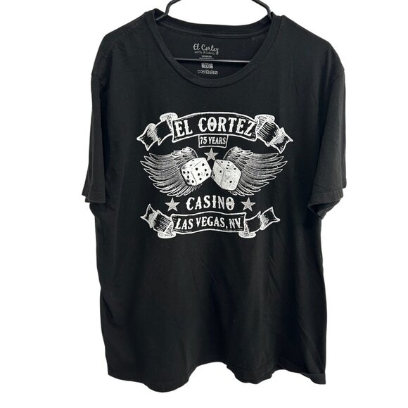 El Cortez Casino Las Vegas NV 75 Years Mens Graphic T-Shirt 2XL Black Cotton - Picture 1 of 8